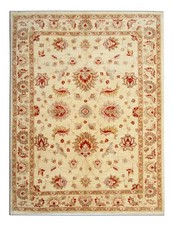 Cream Wool Floral Area Rug, Handmade Oriental Carpet, Red Beige Living Room Rug