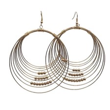 Exaggerated Large Circle Hoop Earrings 4" Gold Tone Big Statement