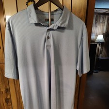 PGA Tour Mens Regular Fit Short Sleeve Polo Shirt Blue Stripe Large NWOT