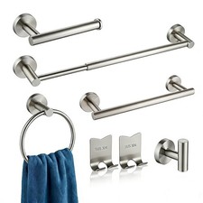 7-Piece Bathroom Hardware Set Brushed Nickel, Stainless Steel Bath Accessorie...