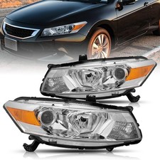 Headlight 2008-2012 Honda Accord Coupe Projector Chrome Amber Reflector Lr