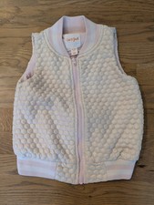 Cat Jack Girls Light Pink Ivory Vest Puffy Shimmer Outer Shell Knit Sz 4/5