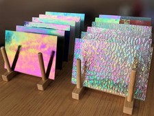 12 Sheets Iridescent Glass Stained Glass Sheets, 4x6 inch Glass Mosaic Tiles