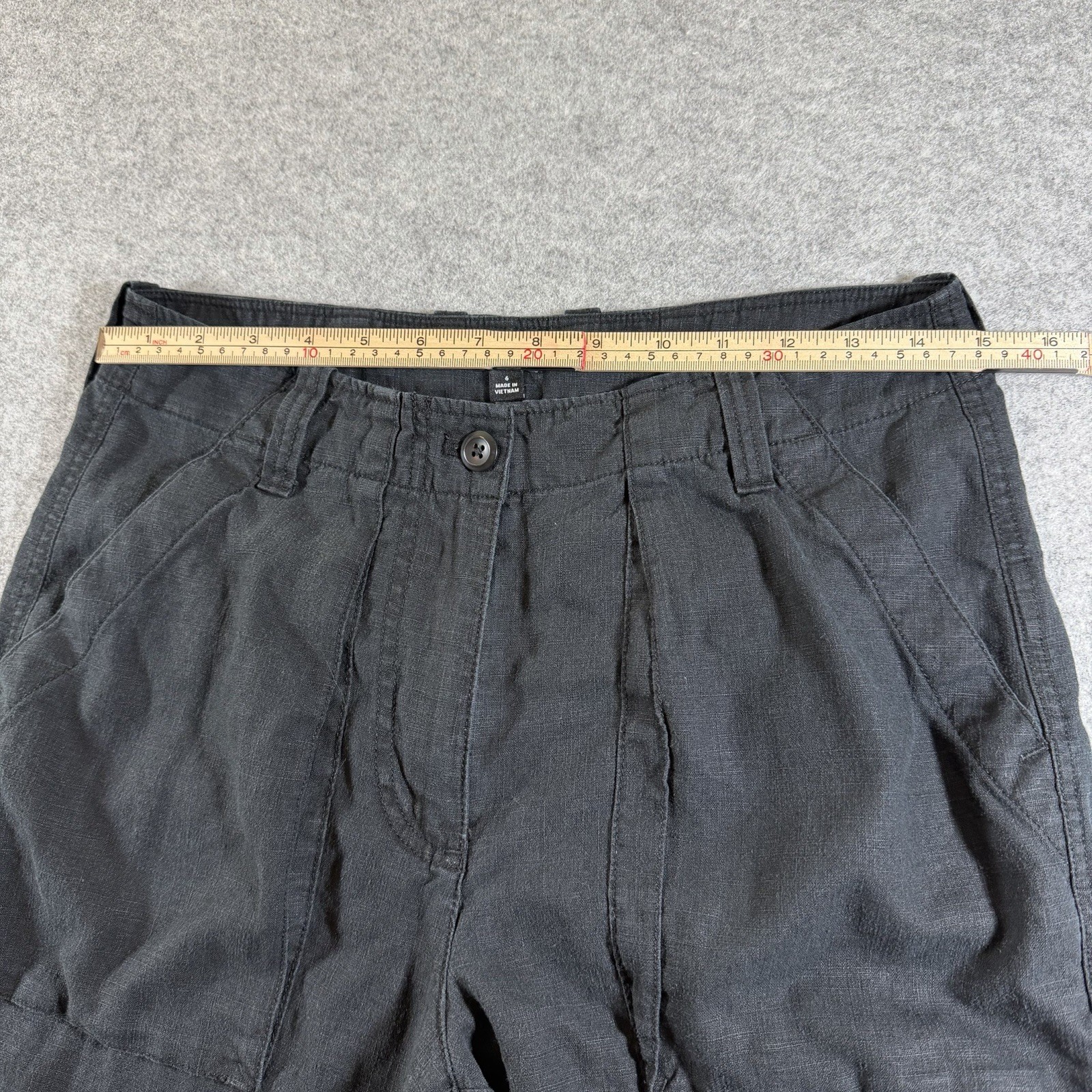 J Crew Linen Blend Pants Womens 6 Black Loose Lounge Beach Coastal Breathable thumbnail 5
