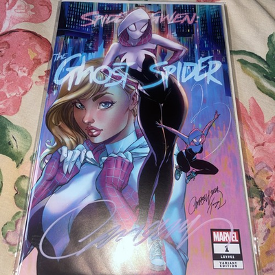 #ad SPIDER GWEN GHOST SPIDER #1 J SCOTT CAMPBELL LTD TRADE SIGNED SEAL W COA NM $60.00