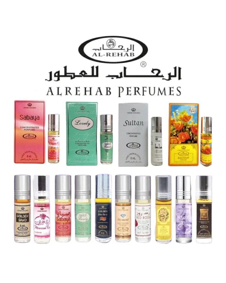 Al Rehab (6ml) Perfume Oils Roll on Alcohol Free, Attar/Ittar Mini Collection