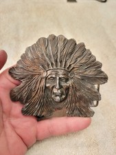 Native American Indian Chief Brass Belt Buckle