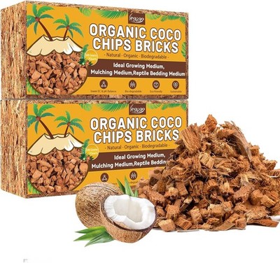 Legigo 1.1 LB Coco Coir Chips for Plants- 100% Organic Coconut Chips Brick Potti