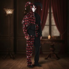 Dazzling Sinister Jester Halloween Costume for Adults - Medium Size, Lightweight