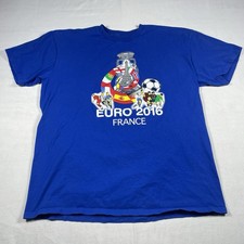 Euro 2016 France soccer Tee Shirt Blue XL Futbol UEFA Euro 2016 Casual Rare