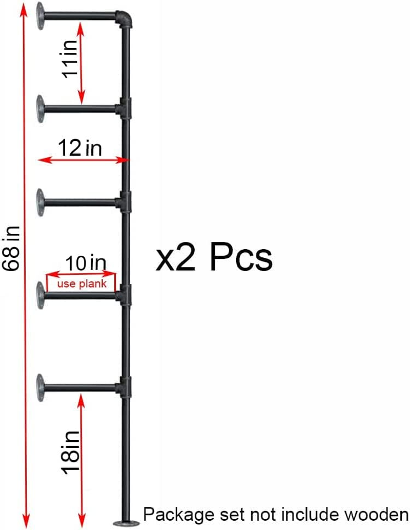 Industrial Retro Wall Mount Iron Pipe Shelf,Diy Open Bookshelf,Hung