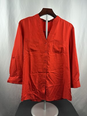 The Limited Women s Red Long Sleeve Button Up Shirt Size XL Office wear 