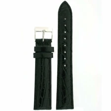 Watch Band Handmade Genuine Crocodile Black Padded Buckle