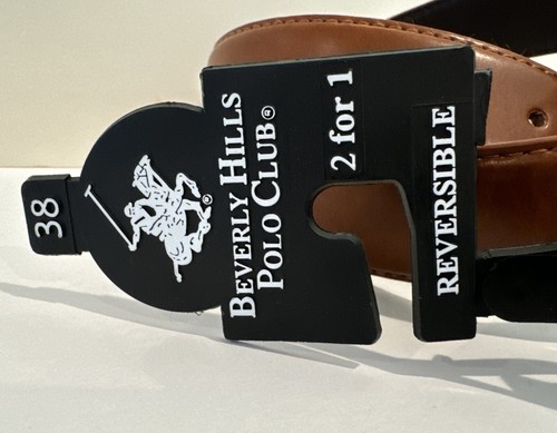 Cinturón para hombre Beverly Hills Polo Club Vestido Marrón Nuevo con Etiquetas Cuero Adhesionado Hebilla Plateada - Imagen 7 de 16
