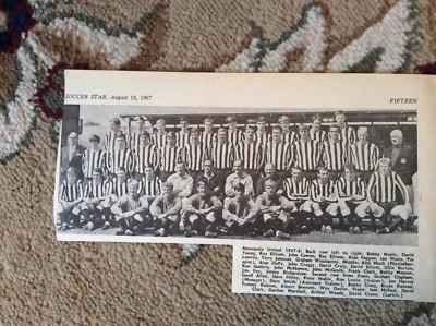 b1r ephemera 1967 football picture newcastle team f c lewin bennett much duffy 