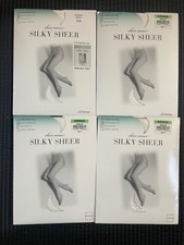 4 Sets Sheer Caress Silky Sheer Pantyhose Sanity Control Top Average Size New