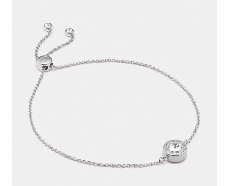 *NUOVO "BRACCIALE" CURSORE CERCHIO APERTO "COACH" (ARGENTO) CON ETICHETTE!