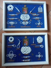 Coppia di Quadri di nodi marinari , cornice bianca misure 48,5 x 38,5 cm.