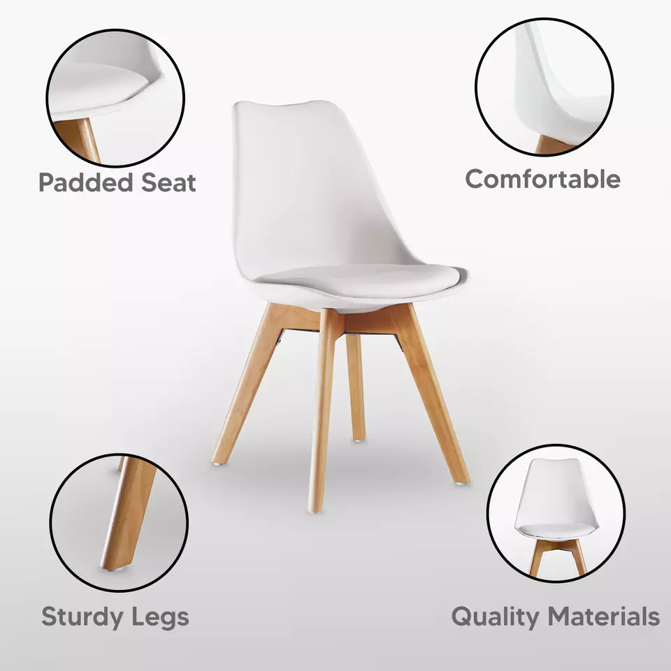 Jamie Lorenzo Silla Comedor Asiento Acolchado con Madera Patas Retro Modern Home - Imagen 2 de 4