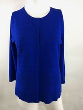 Cable and Gauge Vintage Women Cardigan Sweater 3/4 Sleeve Blue Medium Petite 2