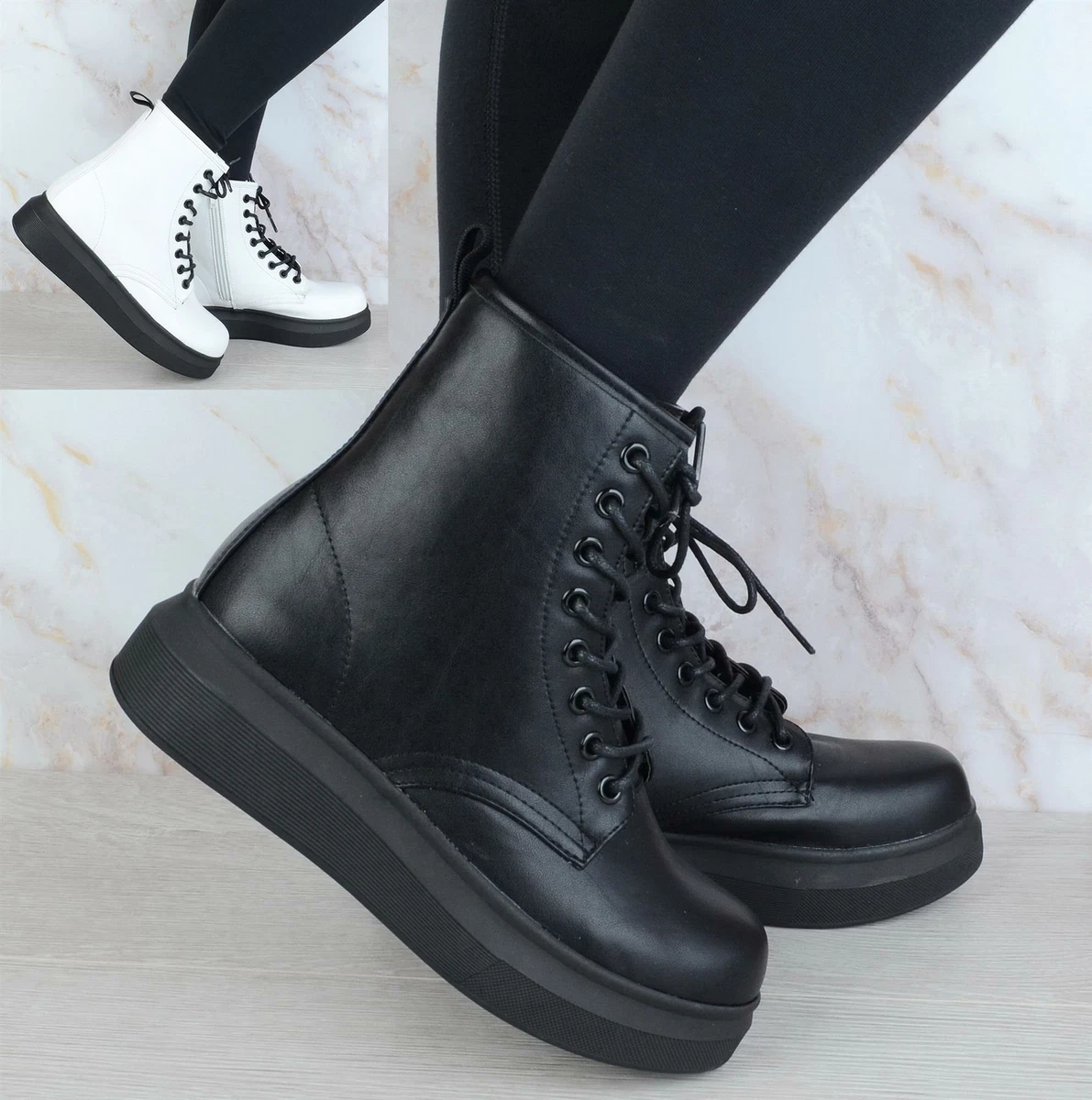 Wedge combat boots sale