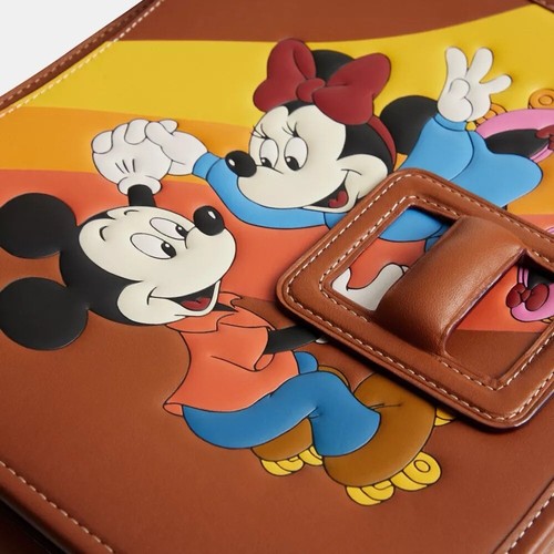 NWT COACH X DISNEY Courier Bag Mickey And Minnie Mouse Crossbody Handbag Brown - Picture 16 of 17