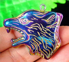 35x30x6mm Multicolor Hematite Wolf Head Pendant Bead AD66927