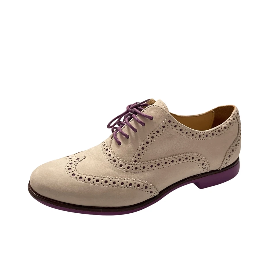 Zapatos Oxford Cole Haan para mujer gris púrpura gamuza punta de ala con cordones Alisa talla 5,5