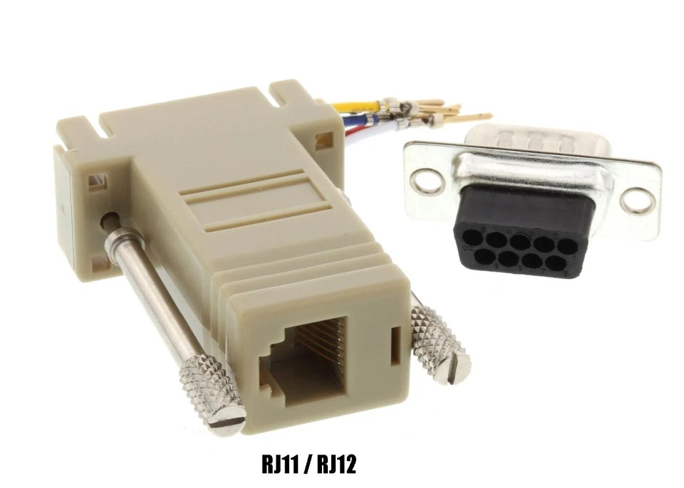 6 Pack DB9 Male to RJ12/RJ11 Female Modular 6P6C Adapter Converter Telephone - Image 2 of 3