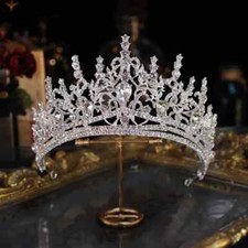 Baroque Luxury Crystal Heart Bridal Tiaras Crown Rhinestone Pageant Hairbands