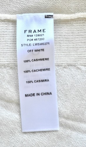 FRAME NWT $295 100% CASHMERE CREW NECK HIGH/LOW OFF WHITE SWEATER. SZ M - Picture 10 of 11