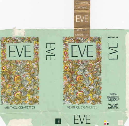 EVE MENTHOL - USA empty cigarette pack packet label wrapper