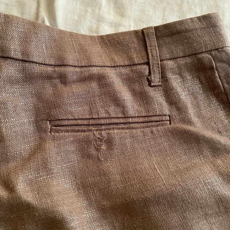 VERTIGO - SHORTS shimmery brown - pockets zip up front/ button closure - size 8 - Image 4 of 4