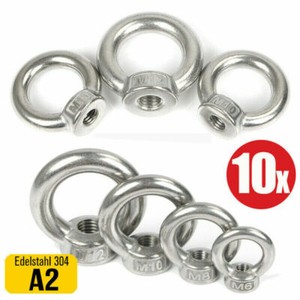 Forbabe 10x Ringmutter M8 + Hammerkopfschrauben M8*20mm Edelstahl - Ösenschrauben Set