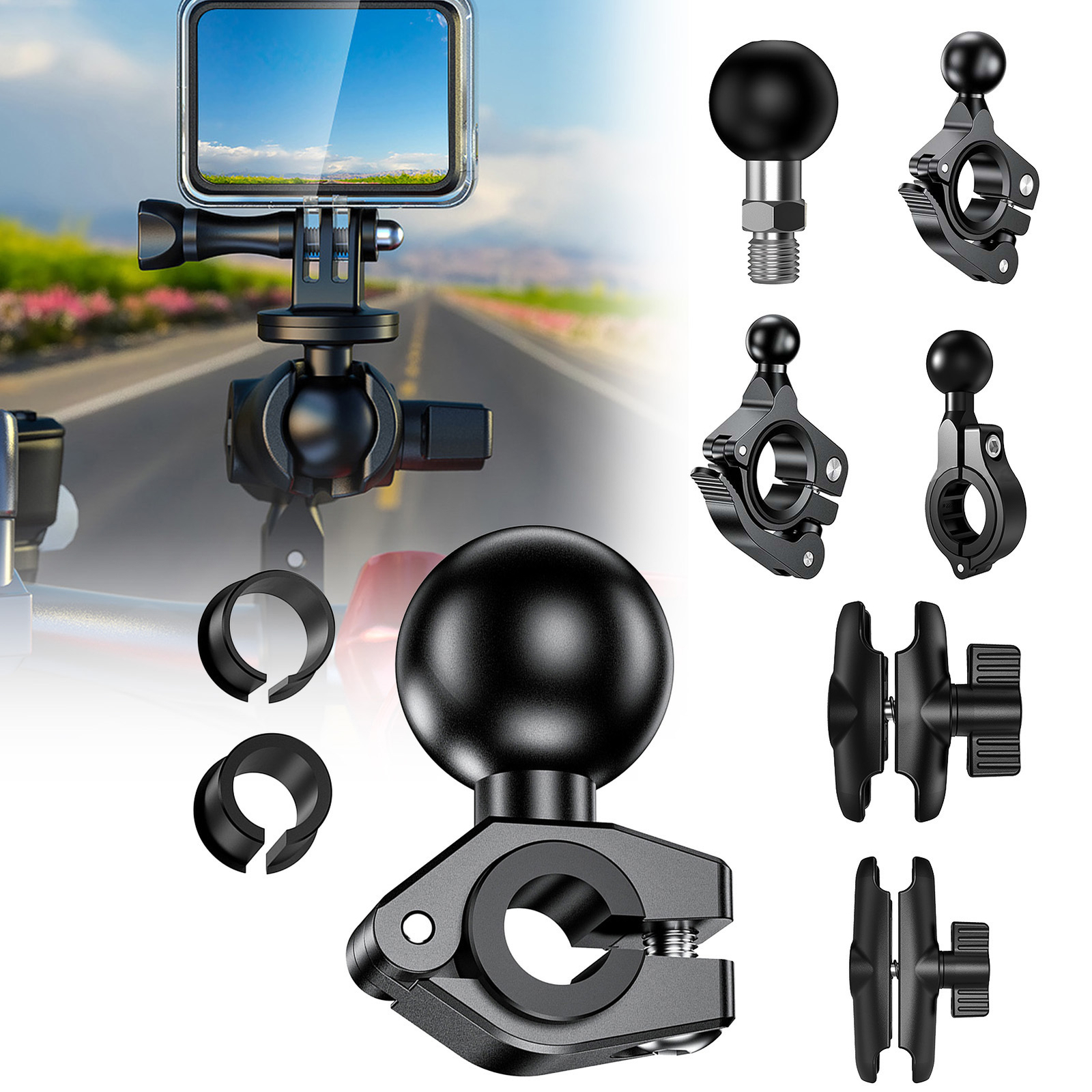 1 Inch Ball Mount Base Bike Handlebar Mount for Rails Compatible with RAM Mounts