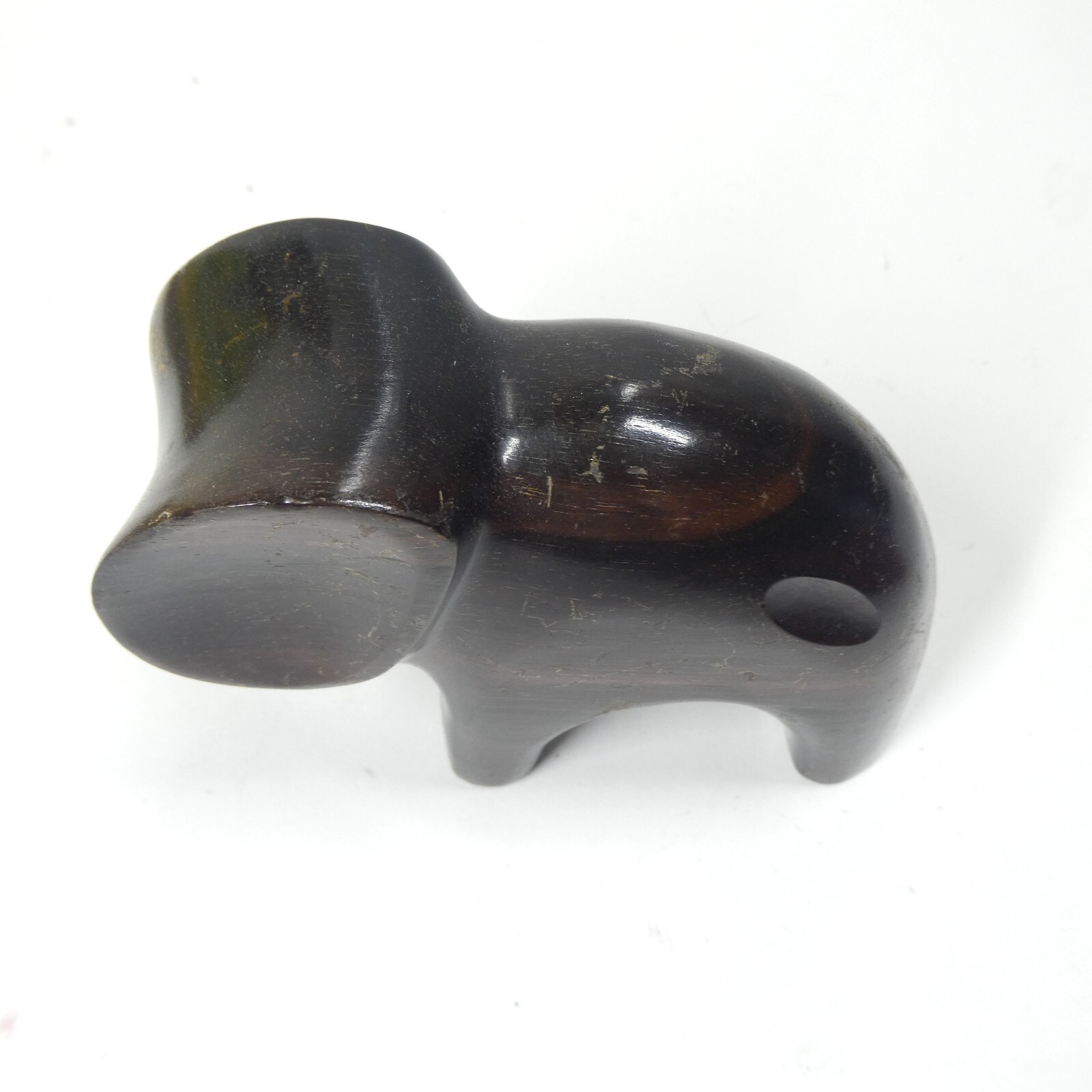 Carved Wooden Elephant Figurine 5" Long Modern MCM Vintage Philippines