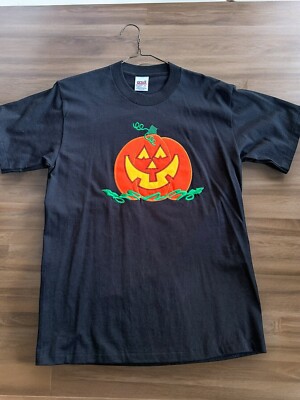 Vintage 90 s Single Stitch Pumpkin Patch Jack O Lantern Halloween T-Shirt Sz M
