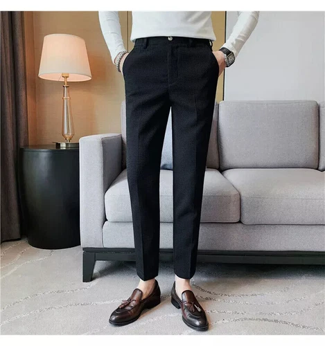 Business Casual Suit Pants For Men Clothing Fit Formal Wear Trousers 36 - Imagen 22 de 30