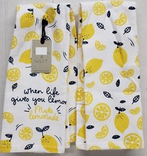 2pc SAME PRINTED KITCHEN COTTON TERRY TOWELS SET 16x28" CITRUS FRUITS,LEMONS,S W