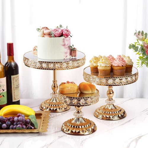 Elegant 12-Piece Gold Cake Stand Set with Crystal Edges for Any Celebration - Picture 6 of 9