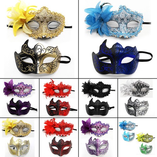 Couple Gorgeous Venetian Masquerade Exquisite Rhinestone Mask Party Hollow NEW - Picture 3 of 25