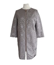 Herno Womens Satin Pale Grey Patterned Collarless Topper Jacket - It 42/uk 10.