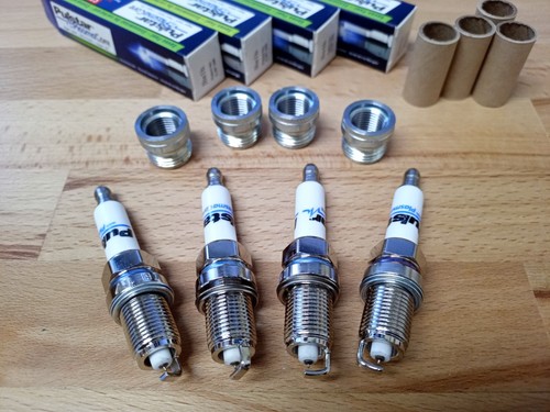 4x Ford Pinto Engine Pulstar Plasma Core Iridium Spark Plugs + Insert Adaptors - Picture 3 of 7