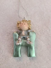 NWOT Ganz Baby Girl Christmas Holiday Glitter 2" Initial Angel Ornament Letter H