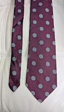 Christian Dior All Italian Silk Hand Made in USA Polka Dot Tie Wine/White/Gold