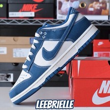 Nike Dunk Low Retro Industrial Blue Denim Sashiko DV0834-101 Men's Size