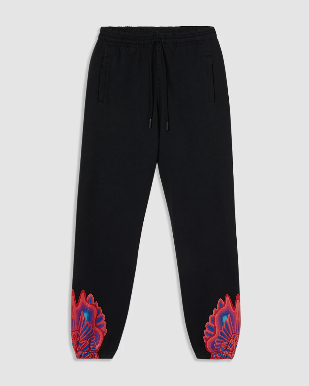 $425 Marcelo Burlon Mens Black Curves Wings Drawstring Waist Sweatpants Size XXL