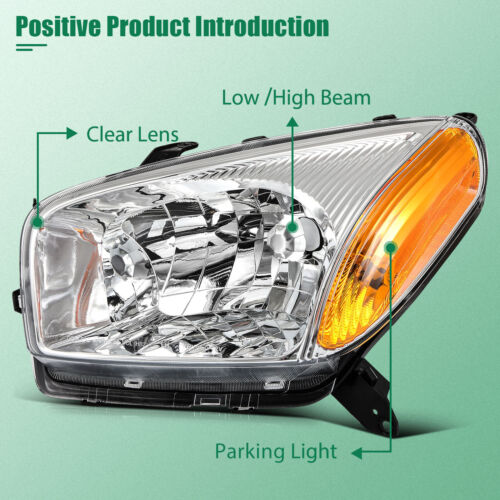 For Toyota RAV4 2001-2003 Chrome Housing Headlights Assembly Pair Left + Right - Picture 2 of 9