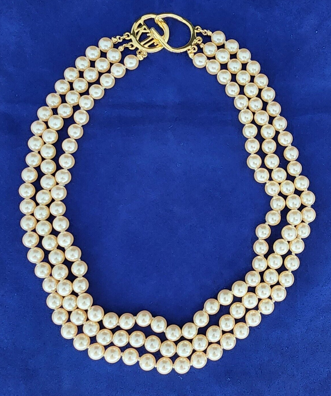 Vintage Kenneth Jay Lane KJL Pearl Three Strand G… - image 4