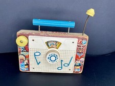 Vtg 1961 FISHER PRICE Kids Toy Radio Ten Little Indians Song Wind Up Music READ